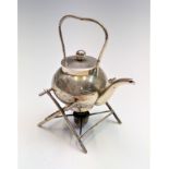 A Chinese silver miniature tea kettle and stand 25gm height 75mm