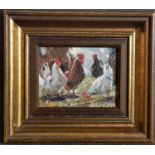 English School, 20th Century Chickens Oil on artist's board Signed NEWTON 9 x 13cm