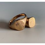 Two 9ct gold signet rings 14.8gm