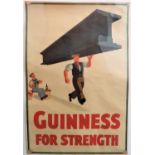 A Guinness advertising poster, after John Gilroy, illustrated with a workman carrying a girder