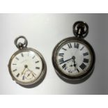 Two silver cased pocket watches, one with key wind movement signed Carver Falmouth, number 32793,