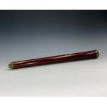 A brass and mahogany single draw telescope, 19th century, length 63cm