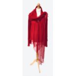 A deep crimson multi layered 'floaty' chiffon blouse by Dolce and Gabbana, size 14.