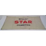 A Wills's 'STAR CIGARETTES' canvas advertising banner, stencilled maker's mark verso 'Joseph