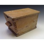 A late 19th/ early 20th century pine bee swarm box, height 22cm, width 40cm, depth 20.5cm,
