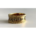 A Georgian 18ct gold and enamel mourning ring , hallmarked London 1822 , Gothic script to outside