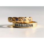 Two high purity gold rings each set with diamonds 8gm