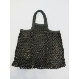 A vintage Bill Amberg for Margaret Howell woven leather black/brown tote bag. Approximate width