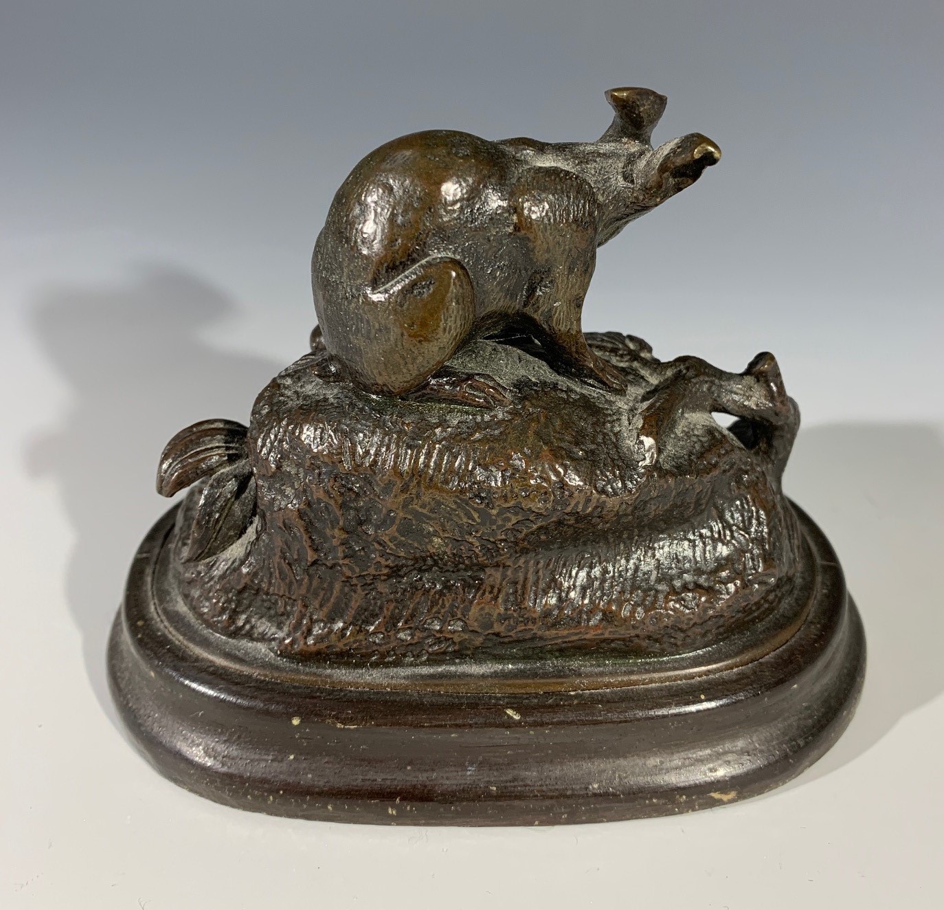 A bronze rabbit group on wooden base, and five other bronzed sculptures (6).Condition report: The - Image 2 of 5