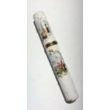 A late 18th century South Staffordshire cylindrical enamelled bodkin case 120mm
