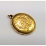 A Victorian high purity gold locket 5.8gm width 22mm