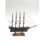 Model Ship - a model of a four masted barque, inscribed 'Ines' on the stern. Height 38cm, width
