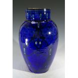 A Moroccan Safi blue glazed pottery vase, height 31cm..