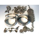 Various silver braceletsCondition report: Four have sterling hallmarks, others unhallmarked but high