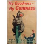 A Guinness advertising poster, after John Gilroy, illustrated with a bear and a keeper, inscribed '