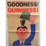 A Guinness advertising poster, after R. Peppe, illustrated with a man lifting his hat to reveal a