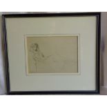 After R.W. Hunt (?) Study of a Reclining Lady Print 14.5 x 20cm