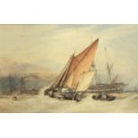 English School, early 20th Century Boats in Stormy Seas Watercolour 28.5 x 44cm