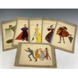 A collection of printed illustrations (pasted down) 'The Pied Piper of Hamelin' by Marguerite Steen,