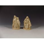 A Nottingham alabaster style figure group depicting a woman with two children, together with a