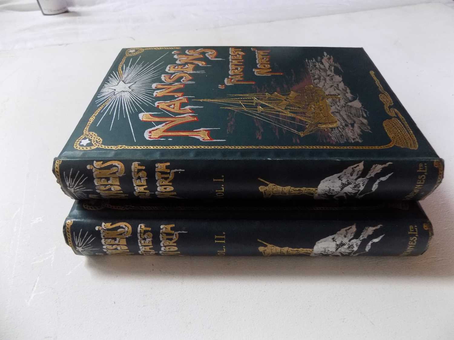 FRIDTJOF NANSEN. "Farthest North." 2 Vols, plts map etc, (lacks col plt) orig cl gt, 1898.