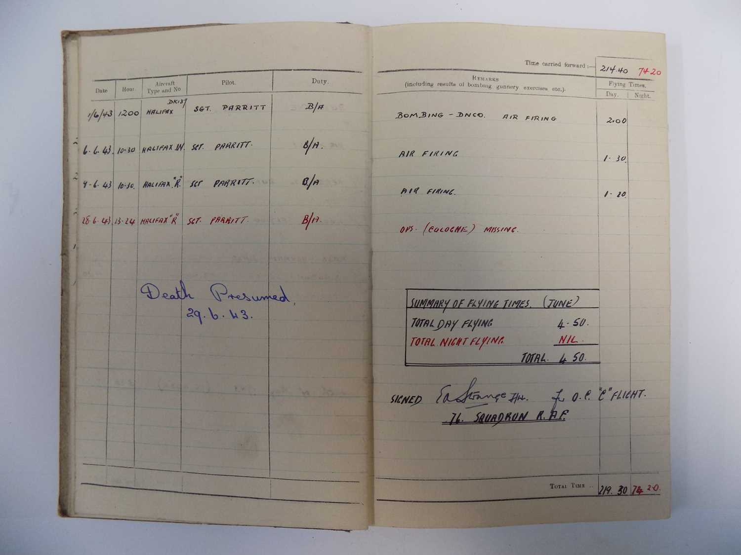 W.W.II BOMBER COMMAND "Observer's & Air Gunner's Flying Log Book." Sergeant B. Howard, flying - Image 2 of 24