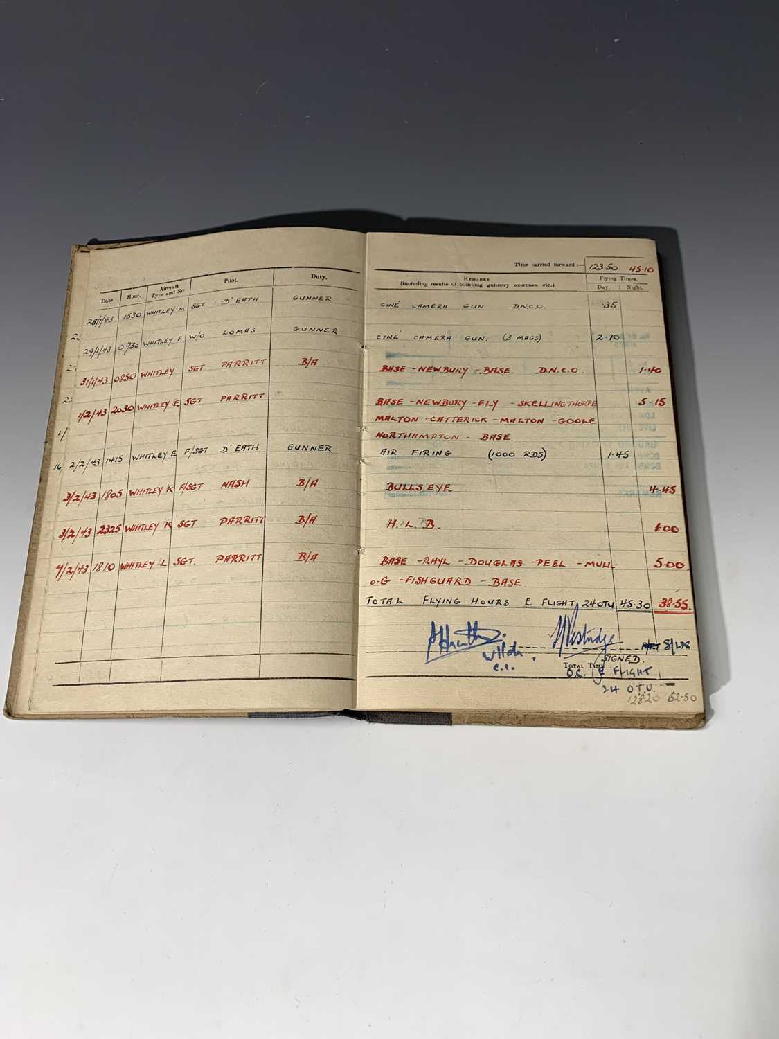 W.W.II BOMBER COMMAND "Observer's & Air Gunner's Flying Log Book." Sergeant B. Howard, flying - Image 14 of 24