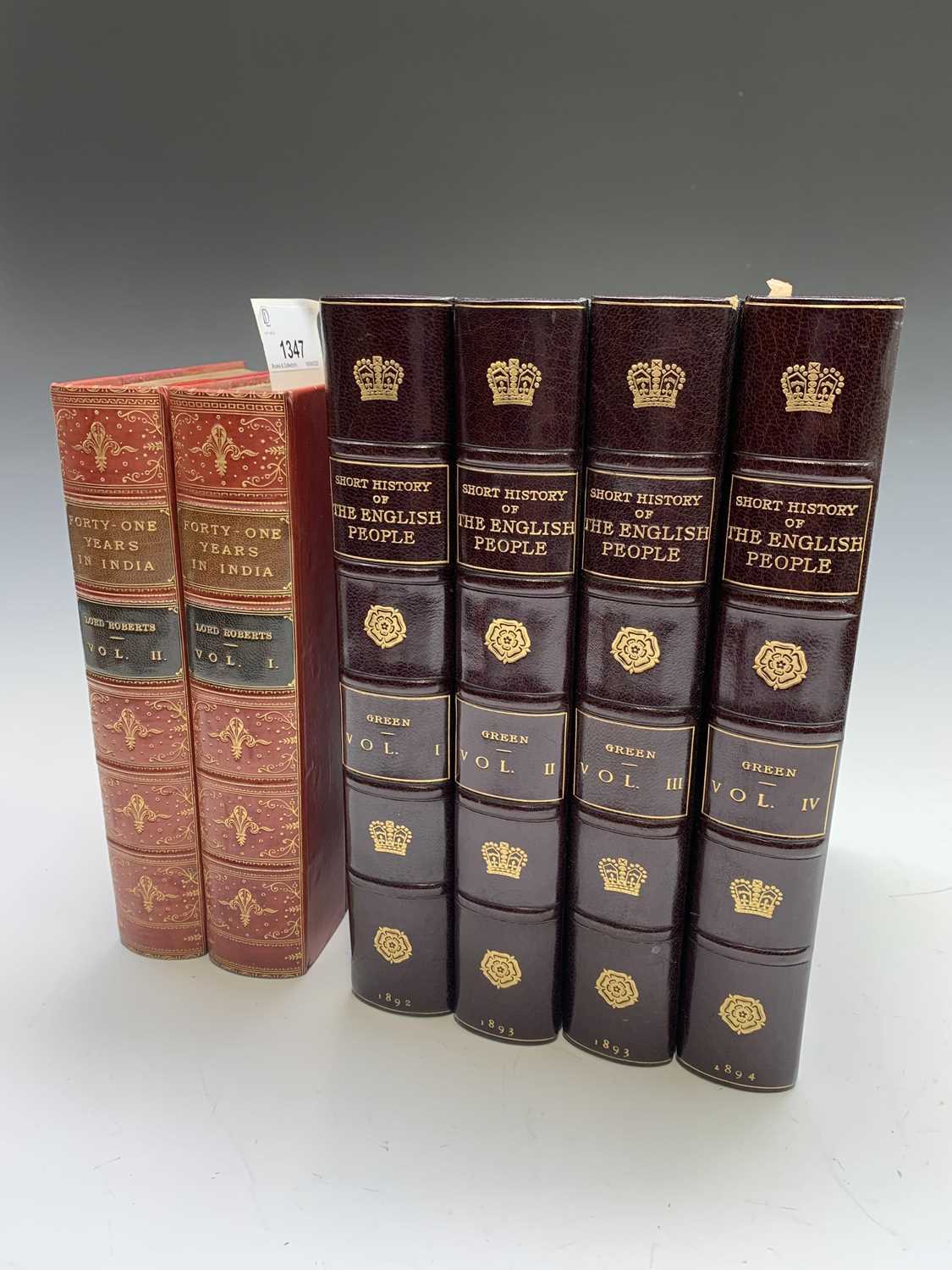 GREEN (J.R.). "A Short History of the English People." 4 Vols, illus, maps etc comp, 1/2 Morocco - Image 2 of 9