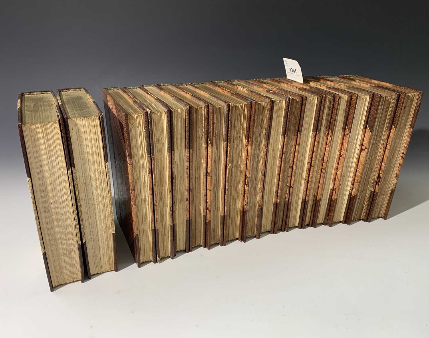 JOHN RUSKIN. "Works." 15 Vols unnumbered, contempory 1/2 Morocco gilt by Stoakley, 1887 - 1892 vg; - Image 2 of 14