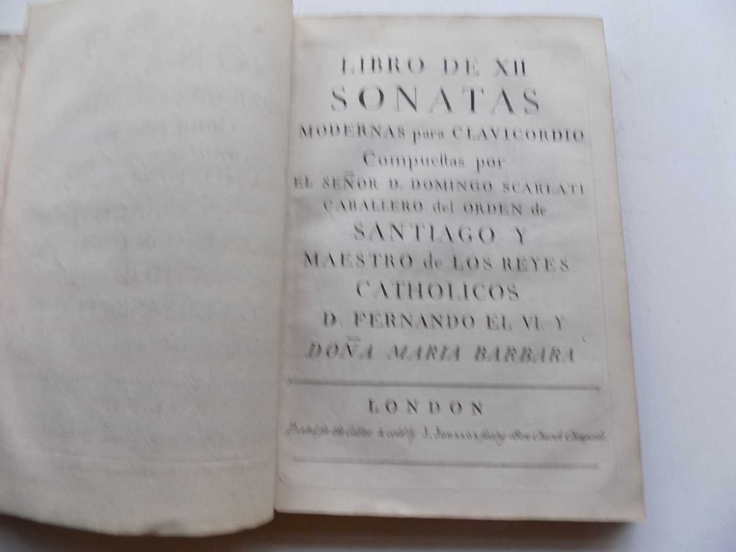 DOMENICO SCARLATTI. "Libro de XII Sonatas Modernas para Clavicordio Compuestas por el Senor D.