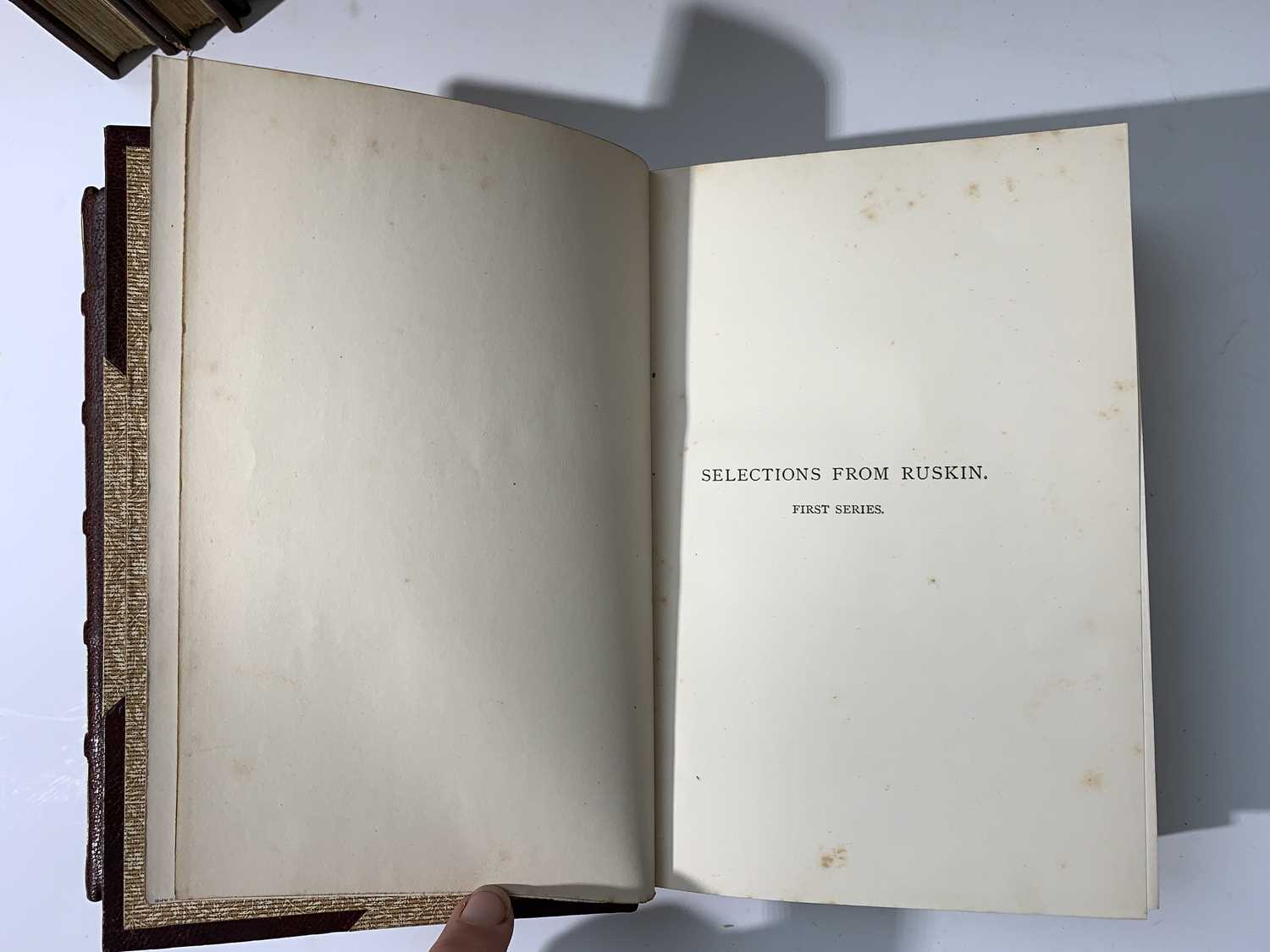 JOHN RUSKIN. "Works." 15 Vols unnumbered, contempory 1/2 Morocco gilt by Stoakley, 1887 - 1892 vg; - Image 14 of 14