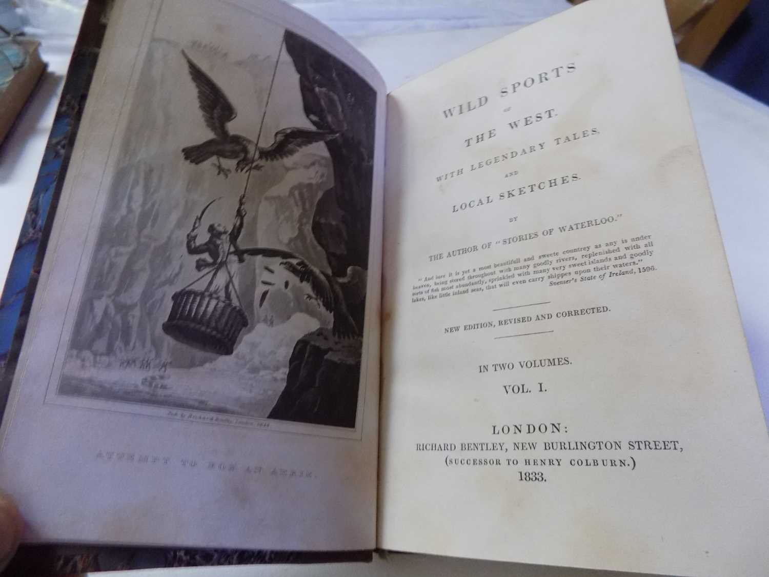 W. HAMILTON MAXWELL. "Wild Sports of the West. 2 Vols, engr plts & vignettes comp, well bound cont - Image 2 of 4