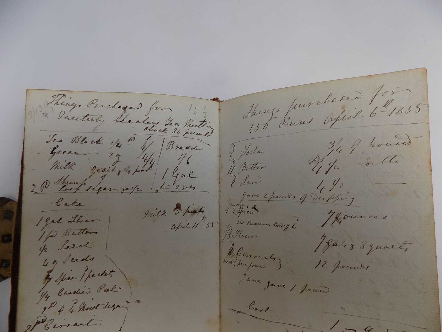 MANUSCRIPT COOKERY BOOK Well filled album with recipes & dates eg "Things purchased for 250 Buns - Image 2 of 4