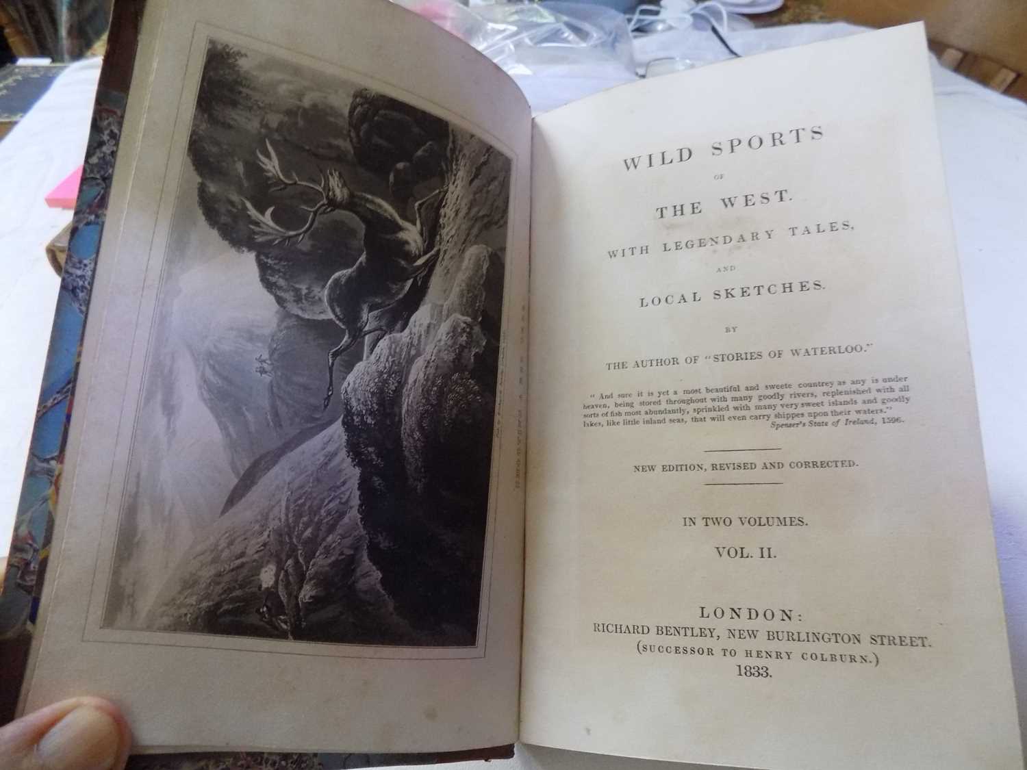 W. HAMILTON MAXWELL. "Wild Sports of the West. 2 Vols, engr plts & vignettes comp, well bound cont - Image 3 of 4