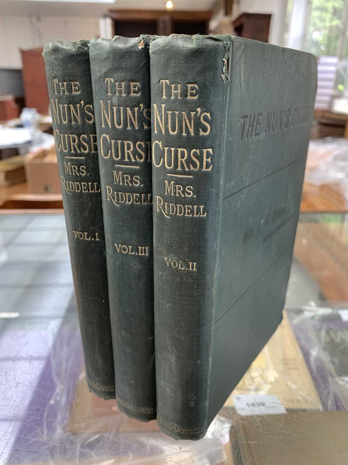 MRS J. H. RIDDELL."The Nun's Curse, A Novel." 3 Vols comp, 1st edn, orig dark green cloth, gt Ward &