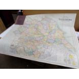 FOLDING ENGR. MAP. "Bacon's Excelsior Map of Yorkshire..." Col linen backed, approx 3 x 4 feet, c
