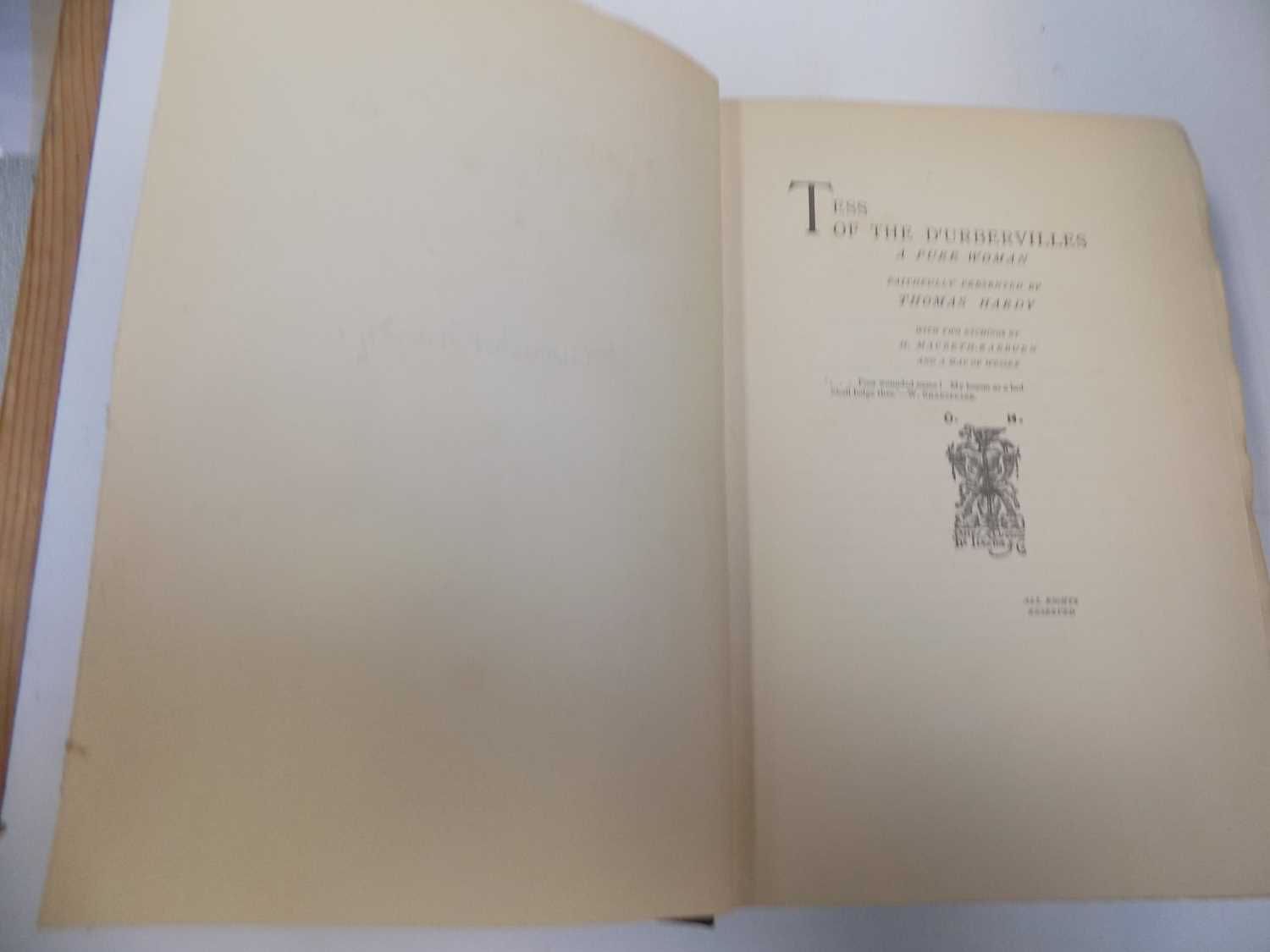 THOMAS HARDY "Tess of the D'Urbervilles" 2 etched plts, orig cl gt uncut, 1897 vg. - Image 3 of 3