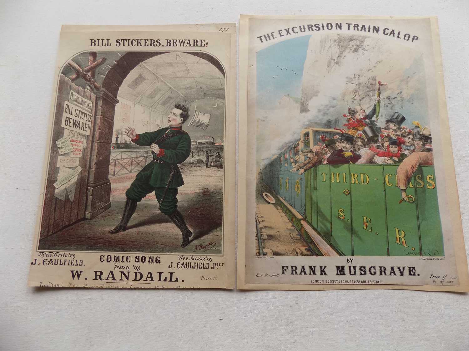 MUSIC COVERS. A Collection of 5 covers (4 col printed) showing Railway & early motoring by