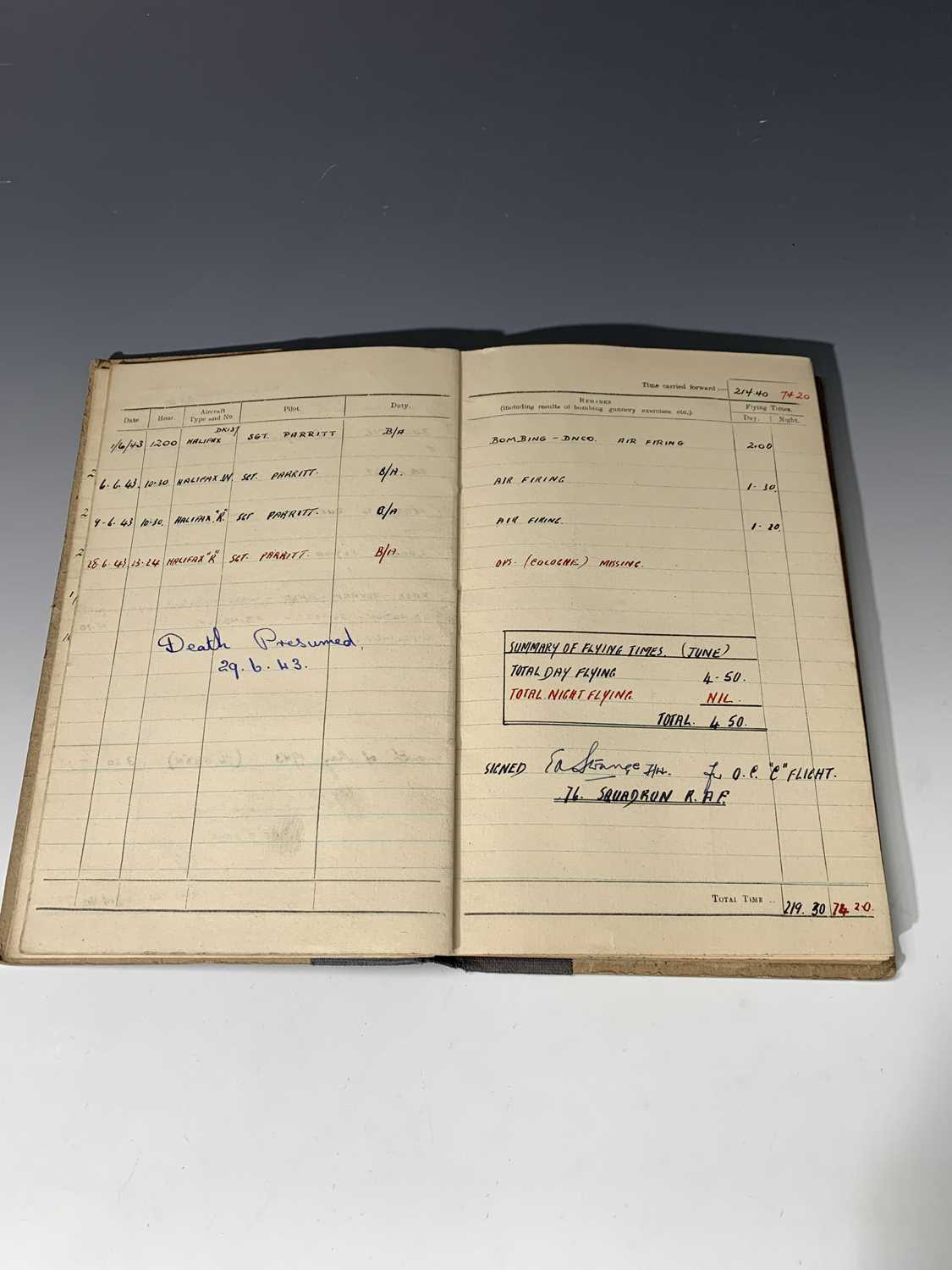 W.W.II BOMBER COMMAND "Observer's & Air Gunner's Flying Log Book." Sergeant B. Howard, flying - Image 7 of 24