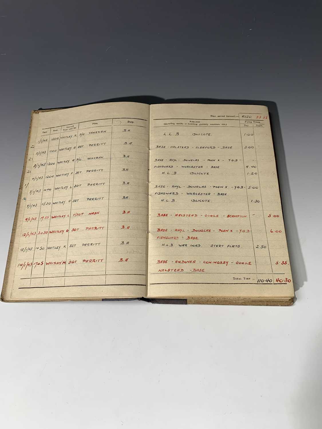 W.W.II BOMBER COMMAND "Observer's & Air Gunner's Flying Log Book." Sergeant B. Howard, flying - Image 16 of 24