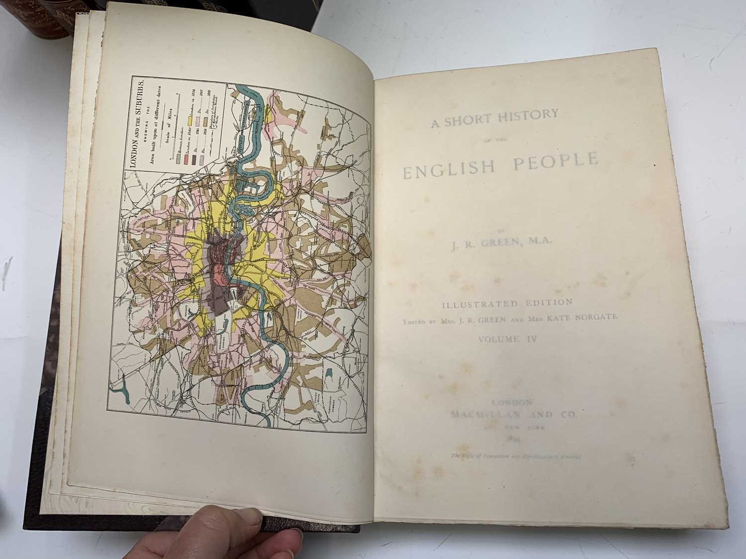 GREEN (J.R.). "A Short History of the English People." 4 Vols, illus, maps etc comp, 1/2 Morocco - Image 9 of 9