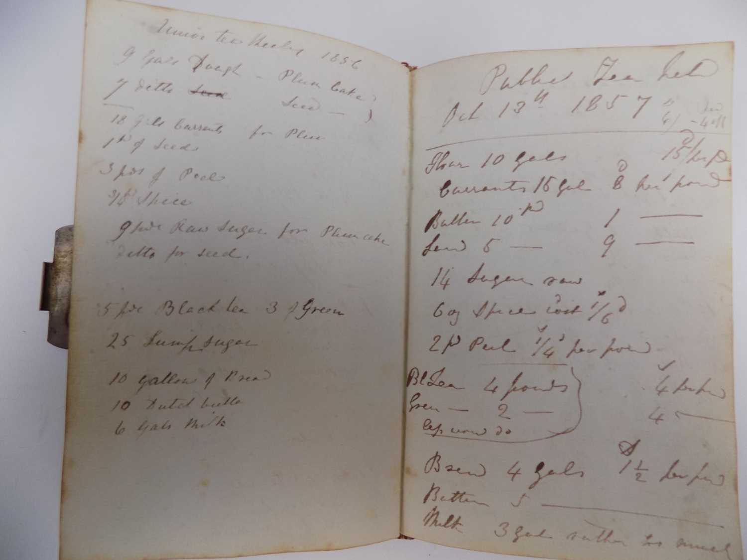 MANUSCRIPT COOKERY BOOK Well filled album with recipes & dates eg "Things purchased for 250 Buns - Image 3 of 4