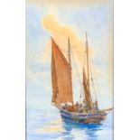 Frederick MASSEY (XIX-XX) Fishing lugger in gentle airs Watercolour Signed 31 x 20cmCondition