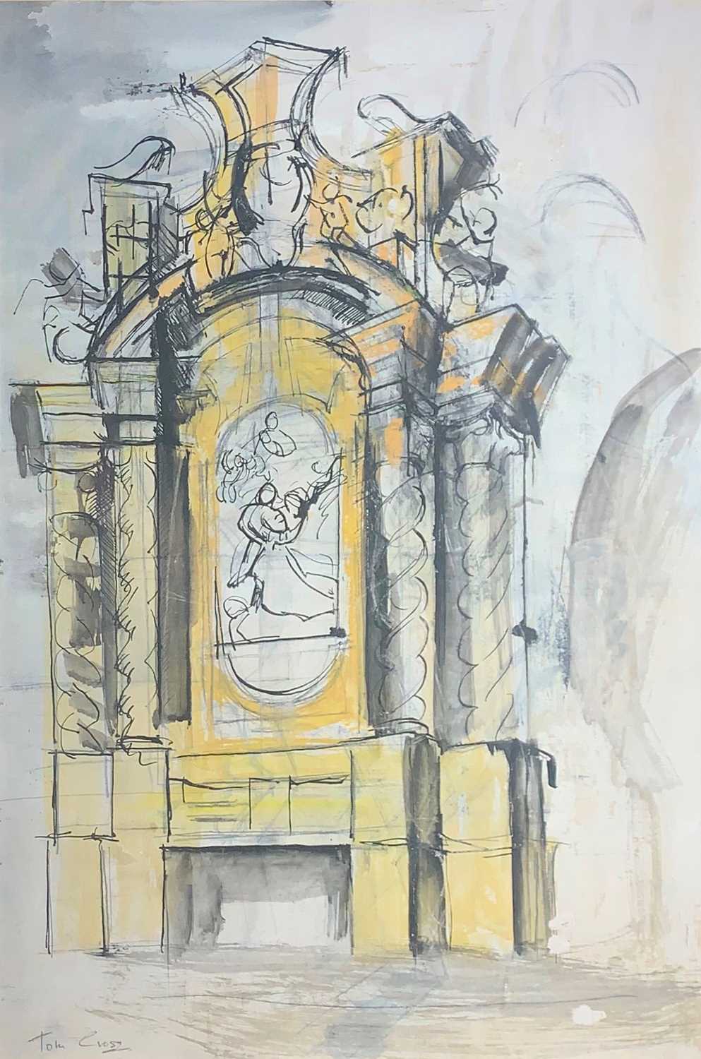 Tom CROSS (1931-2009)'Altarpiece, Recanati'Gouache on paperSignedInscribed as titled and dated