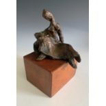 Sven BERLIN (1911-1999)Seated WomanBronzeSigned with monogramWooden base bearing printed label