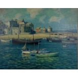 Frank JAMESON (1899-1968) Boats in St Ives Harbour Oil on canvasSignedInscribed as titled on label