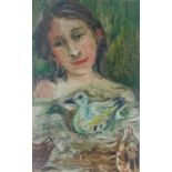 Zoe CAMERON (b. 1959) Figure with Ducks Oil on paperSigned and dated 8644.5 x 27.5cm Condition