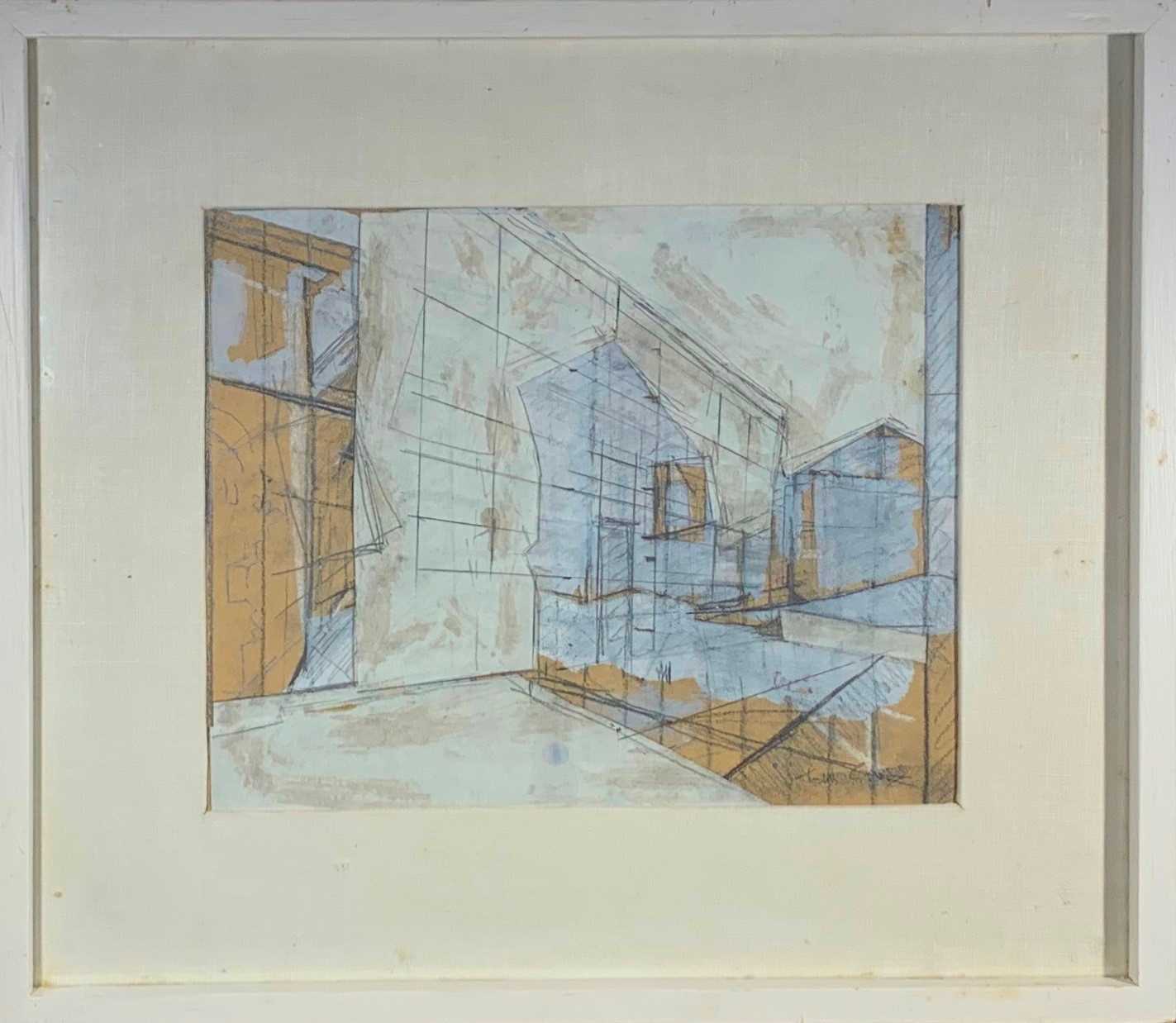 Tom CROSS (1931-2009) Sunlight in an Italian TownPencil and gouache collage on paperSigned Inscribed - Image 2 of 2