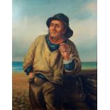 Attributed to David W. HADDON (act.1884-1911)Fisherman Smoking a Clay Pipe Oil on canvas 49.5cm x