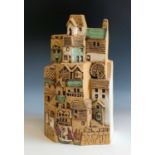 Tremaen Pottery Large Village Lampbase Height 39cm, width 22cm